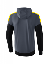 Erima Squad Hooded Training Jacket in Grey/Black/Yellow Men