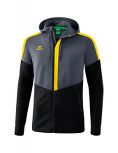 Erima Squad Hooded Training Jacket in Grey/Black/Yellow Men