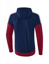 Erima Squad Hooded Training Jacket in Navy Blue/Bordeaux Red/Grey Men