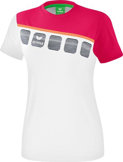 Erima Sport-Shirt 5C (100% Polyester) weiß/rosa Damen