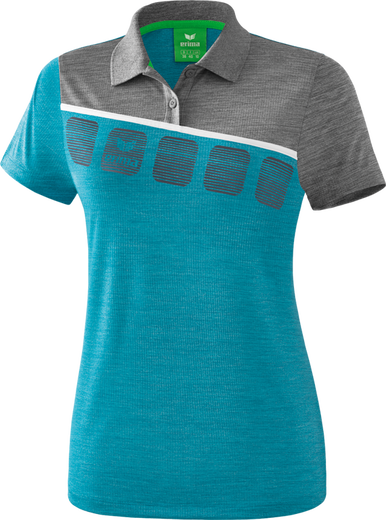 Erima Spprt-Polo 5C (100% Polyester) blau/grau melange/weiß Damen