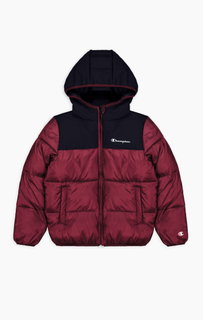 Champion Steppjacke Legacy mit Kapuze Champion Schriftzug am Rücken (warm, gefüttert, winddicht) rot Kinder