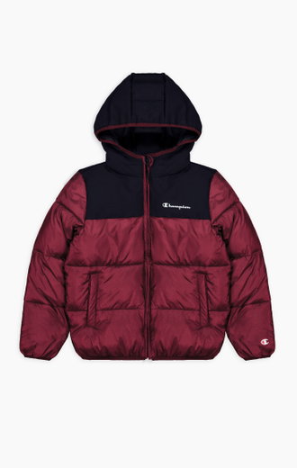 Champion Steppjacke Legacy mit Kapuze Champion Schriftzug am Rücken (warm, gefüttert, winddicht) rot Kinder