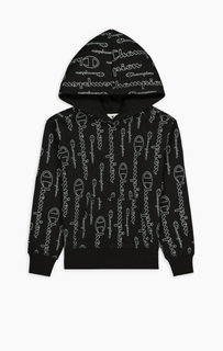 Champion Kapuzenpullover Hoodie American Classic Champion Print (gefüttert) schwarz Mädchen
