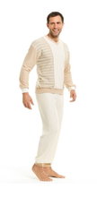 Medima Pyjama Frottee (100% Baumwolle, Hose+Langarmshirt) Unterwäsche beige/weiss Herren (Gr. S-XL)