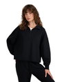 4F Pullover F1870 Half Zip (Baumwolle, Oversize) schwarz Damen