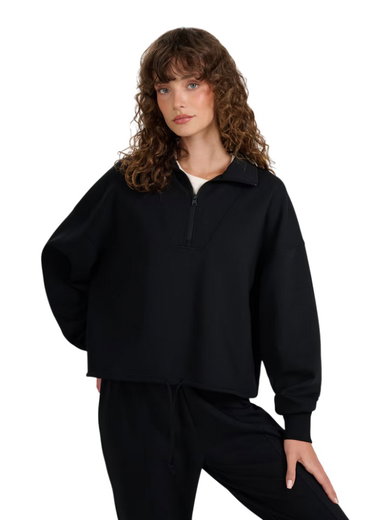 4F Pullover F1870 Half Zip (Baumwolle, Oversize) schwarz Damen