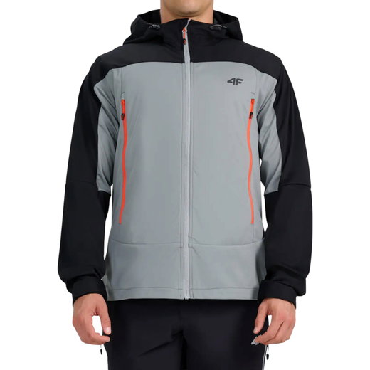 4F Softshelljacke 540 Softshell mit Kapuze (winddicht) schwarz/grau Herren