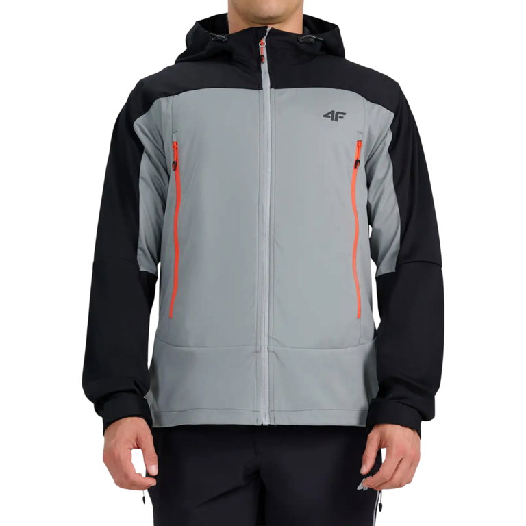 4F Softshelljacke 540 Softshell mit Kapuze (winddicht) schwarz/grau Herren