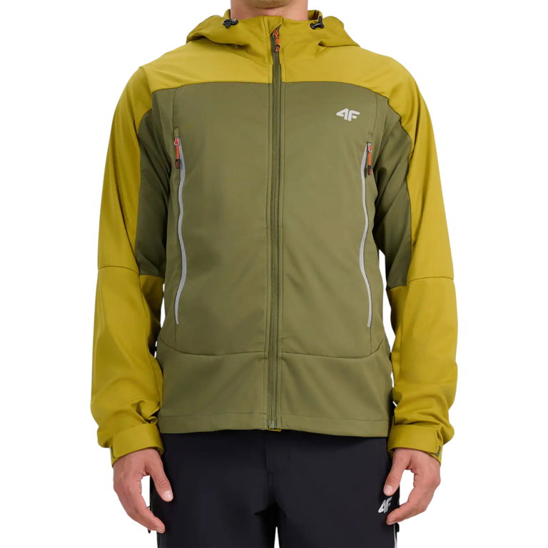 4F Softshelljacke 540 Softshell mit Kapuze (winddicht) khakigrün/gelb Herren
