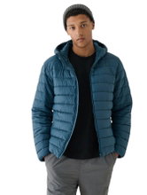 4F Winter Padded Jacket M484 Down Jacket with Hood (warm thanks to down filling) teal blue Men's