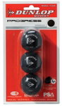 Dunlop Squashball Progress (roter Punkt, Speed mittel) schwarz Blisterverpackung - 3 Bälle