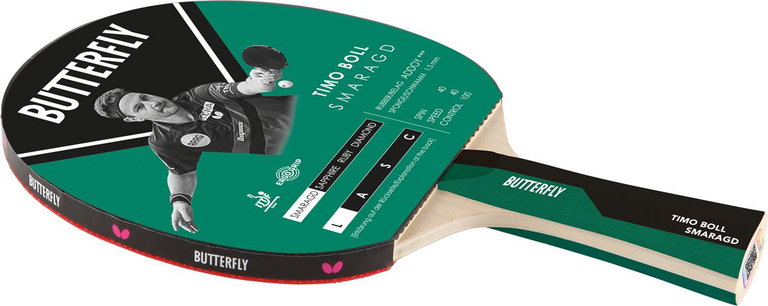Butterfly Table Tennis Racket Timo Boll Emerald (Beginner, Addoy Cover, 1.5mm Sponge) - 1 Racket