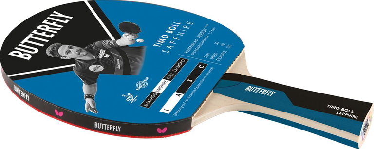 Rakieta do tenisa stołowego Butterfly Timo Boll Sapphire (Pokrycie Addoy 1,7mm, Ergonomiczny uchwyt) - 1 rakieta