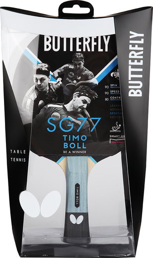 Butterfly Tischtennisschläger Timo Boll SG77 mit Pan Asia Belag mit 1,8mm Schwamm - 1 Schläger
