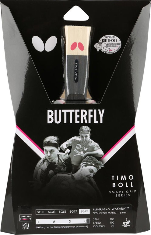 Butterfly Tischtennisschläger Timo Boll SG99 mit Wakaba Belags, Schwammstärke 1,8mm - 1 Schläger