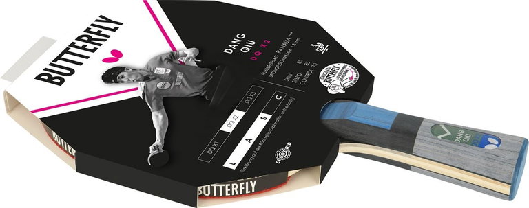 Butterfly Tischtennisschläger Dang Qiu DQX2 - Pan Asia Belag mit einem 1,8 mm Schwamm - 1 Schläger