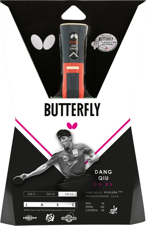 Butterfly table tennis racket Dang Qiu DQX3 - Wakaba rubber with a 2.0 mm sponge - 1 racket