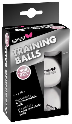 Butterfly Tischtennisball Training (Plastikball 40+) weiss 6er Kartonverpackung
