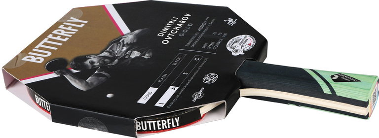 Butterfly Table Tennis Racket Dimitrij Ovtcharov Gold - Addoy Rubber with a 1.5mm Sponge - 1 Racket