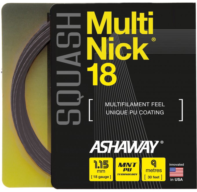 Ashaway Squashsaite Multinick 18 (Power+Kontrolle) schwarz 9m Set