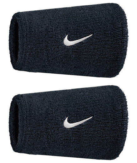 Nike Schweissband Swoosh Classic Doublewide Jumbo (Baumwollmix) 2025 schwarz - 2 Stück
