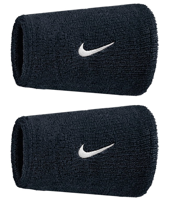 Nike Schweissband Swoosh Classic Doublewide Jumbo (Baumwollmix) 2025 schwarz - 2 Stück