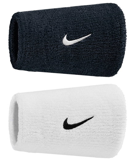 Nike Schweissband Swoosh Classic Doublewide Jumbo (Baumwollmix) 2025 weiss/schwarz - 2 Stück