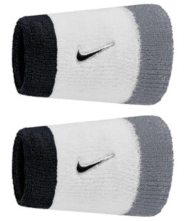 Nike Sweatband Swoosh Classic Doublewide Jumbo (Cotton Mix) 2025 white/grey/black - 2 pieces