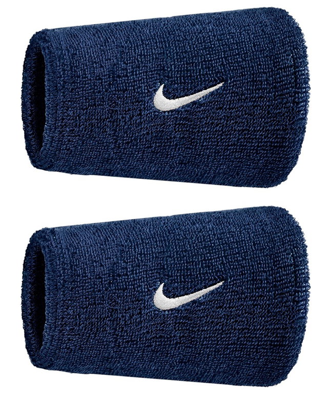 Nike opaska na nadgarstek Swoosh Classic Doublewide Jumbo (mieszanka bawełny) 2025 granatowa - 2 sztuki