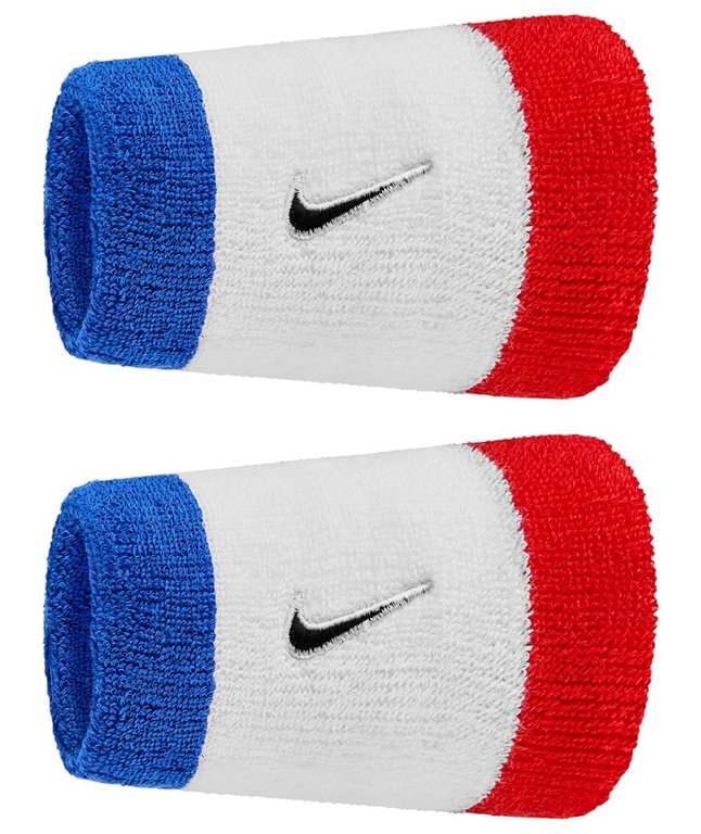 Nike Schweissband Swoosh Classic Doublewide Jumbo (Baumwollmix) 2025 weiss/blau/rot - 2 Stück