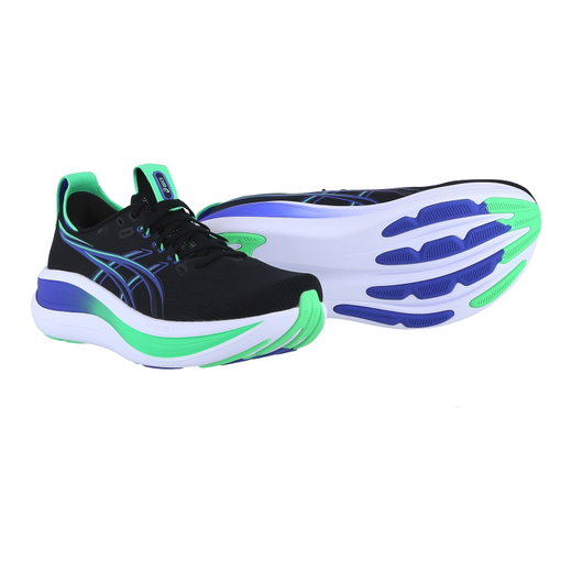Asics Laufschuhe Gel Nimbus 28 (Dämpfung) schwarz/kobaltblau/grün Herren