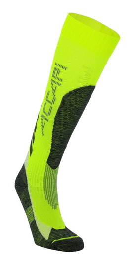 Accapi Performance Ski Socks (Merino Wool, Warm) Fluorescent Yellow/Anthracite Grey - 1 Pair