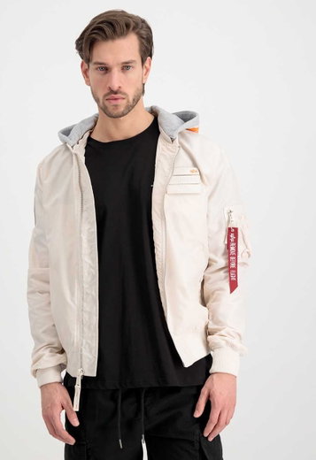 Alpha Industries Flight Jacket MA-1 TT Custom with Hood in Jet Stream White Men