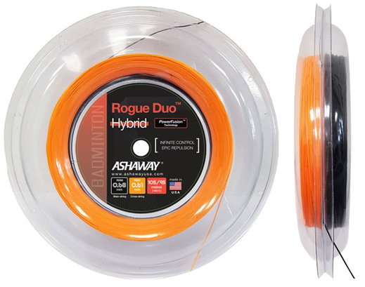 Ashaway Badminton String Rogue Duo Hybrid 0.68/0.61 black/orange 200m roll