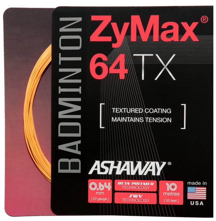 Ashaway Badmintonsaite Zymax 64 TX orange 10m Set