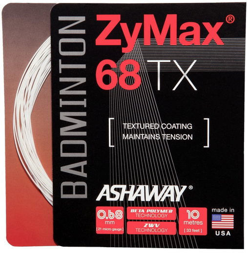 Ashaway Badmintonsaite Zymax 68 TX weiss 10m Set