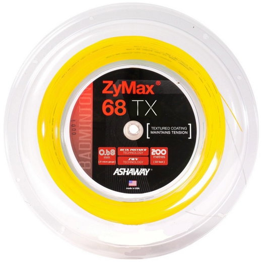 Ashaway Badmintonsaite Zymax 68 TX gelb 200m Rolle