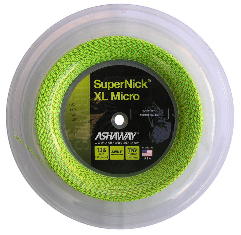 Ashaway Squash String Super Nick XL Micro Yellow 110m Roll