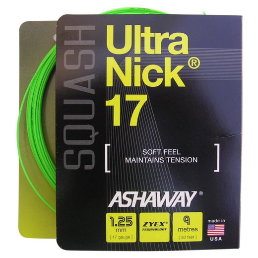 Besaitung mit Squashsaite Ashaway UltraNick 17