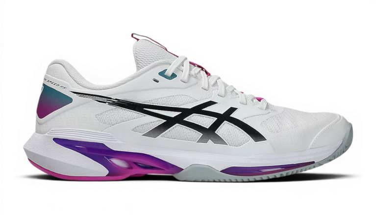 Asics Tennis Shoes Solution Speed FF 4 Clay/Sand Court/Lightweight White/Purple Men's