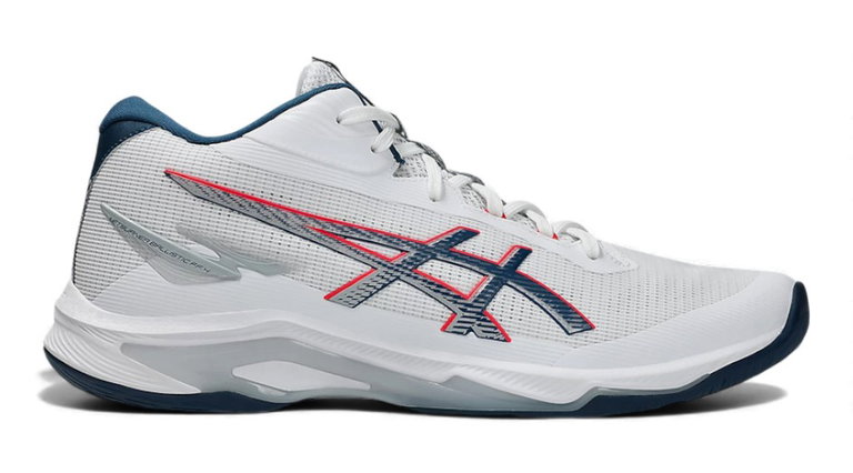 Asics Volleyball-Hallenschuhe Netburner Ballistic FF MT 4 (mittelhoch) weiss/makoblue Herren