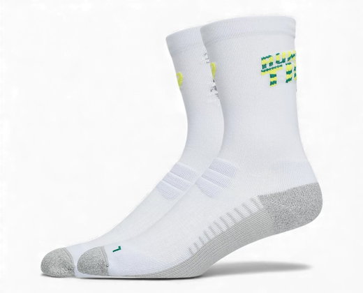 Asics Performance Run Crew Running Socks (quick-drying) white/grey/lime - 1 pair