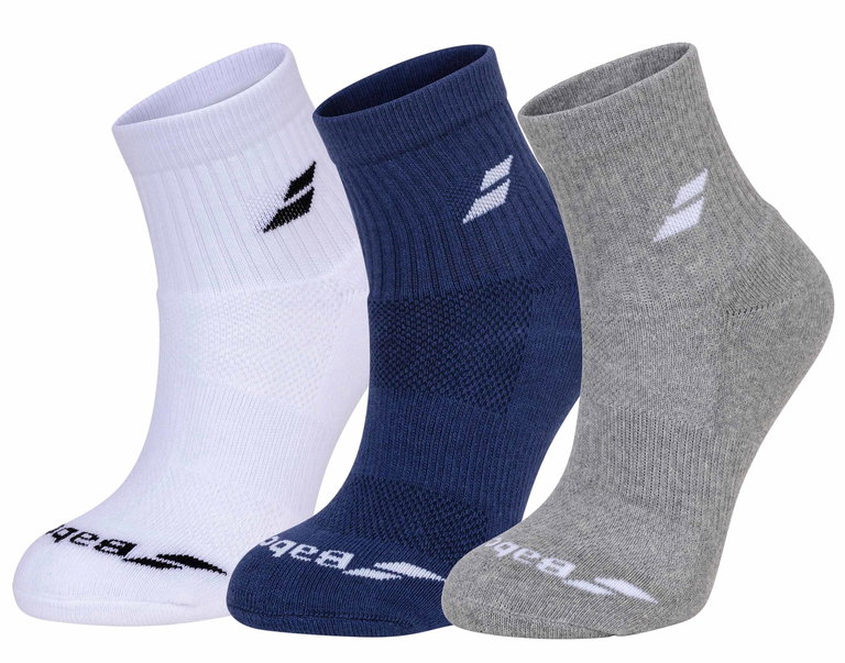 Babolat Sportsocken Ankle Quarter Classic weiss/dunkelblau/grau - 3 Paar