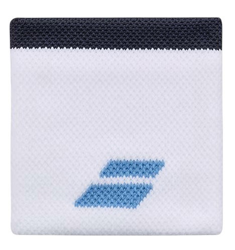 Babolat opaska na nadgarstek z logo biała/niebieska - 2 sztuki