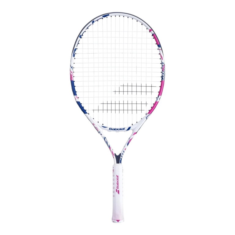 Babolat Kinder-Tennisschläger B Fly 23in (7-10 Jahre) weiss/rosa/blau - besaitet -