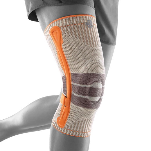 Bauerfeind Kniebandage Outdoor Support (leichte Kompression, schützt vor Überlastung) sandstone/orange - 1 Stück