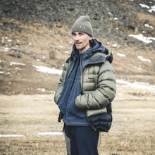 Bergans Winter-Daunenjacke Vaagaa Allround Down Hood (windabweisend, Primaloft® Black-Isolierung, sehr warm) grün Herren