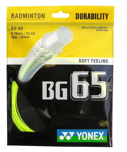 Besaitung mit Badmintonsaite Yonex BG65 gelb
