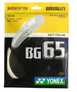 Stringing with badminton string Yonex BG65 natural.
